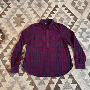 Madewell flannel popover half zip